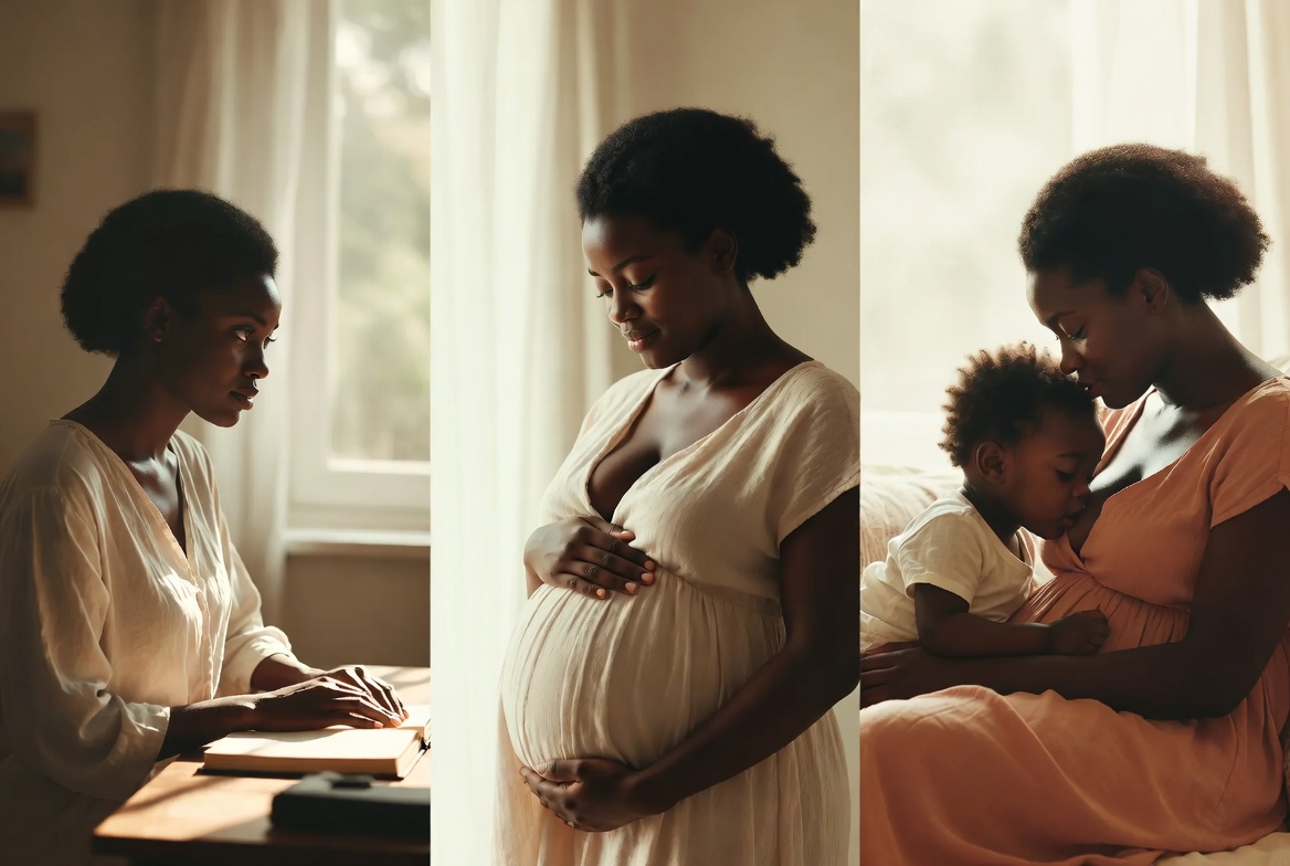 Three stages of motherhood — planning, pregnant, already a mom